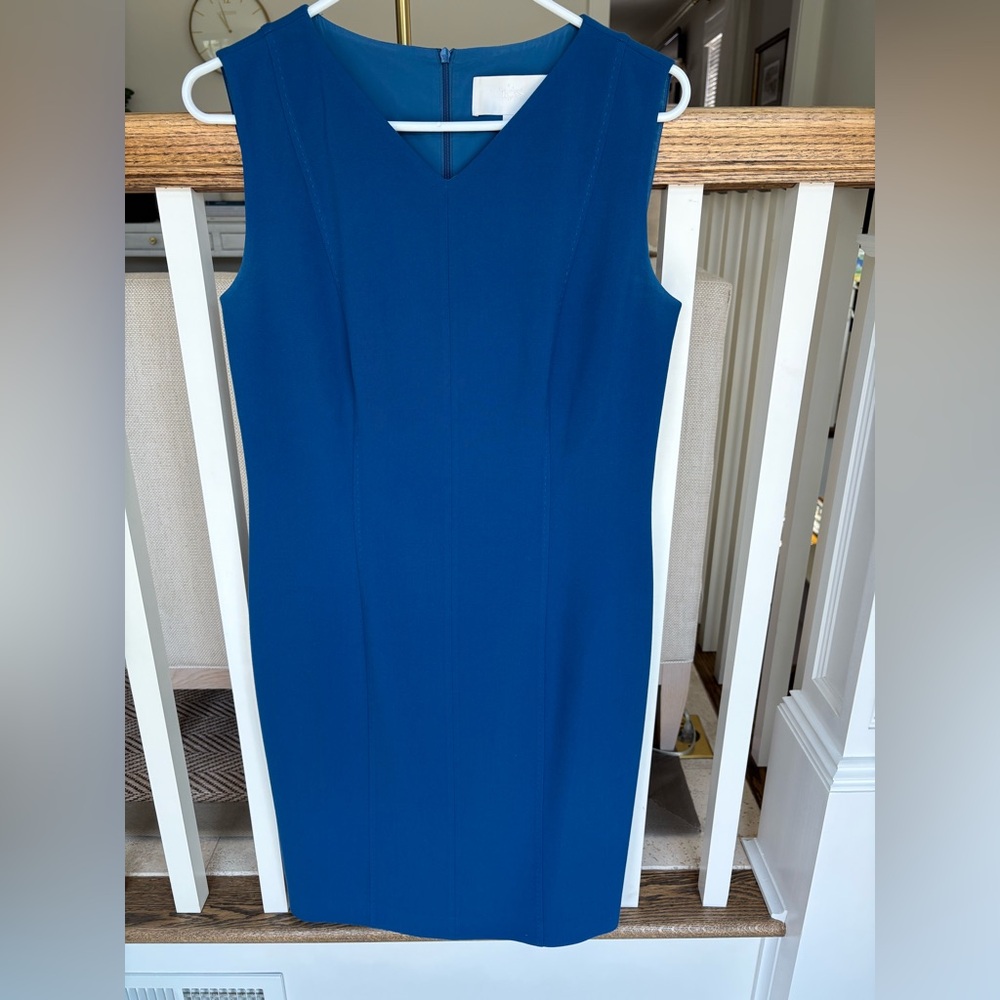 Boss Blue Sleeveless V-Neck Sheath Dress
